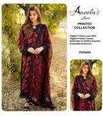 ANEELA’S Luxury unstitched 3pc Embroidery Lawn suits Printed Shafon dupatta
