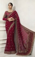 Maria B Wedding Saree – Luxury Net Heavy Embroidered Saree with Silk Pallu | King Copy Designer Collection - Image 6