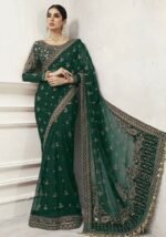 Maria B Wedding Saree – Luxury Net Heavy Embroidered Saree with Silk Pallu | King Copy Designer Collection - Image 8