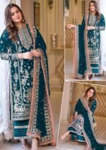 Aneela's Luxury Embroidered Chiffon Wedding Collection- MEROON With Chiffon Duppata - King Copy