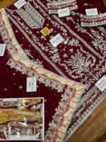 Aneela's Luxury Embroidered Chiffon Wedding Collection- MEROON With Chiffon Duppata - King Copy - Image 11