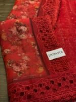 QALAMKAR Cotton Chikankari Embroidered Suit with Organza Dupatta - Image 2