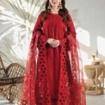 QALAMKAR Cotton Chikankari Embroidered Suit with Organza Dupatta